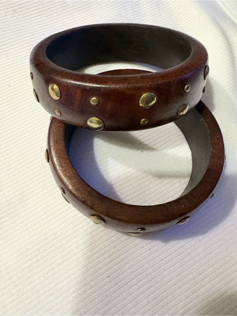 Brown Studded Wooden Studded Bracelet.